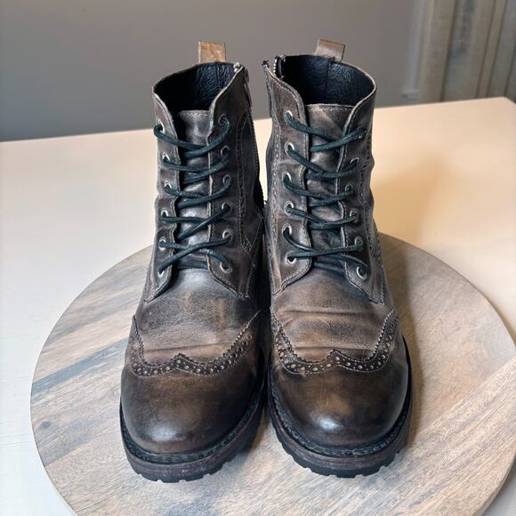 Freebird by Steven Bradford II Men’s 11 Wingtip Combat Boots Gray Leather - Picture 4 of 11